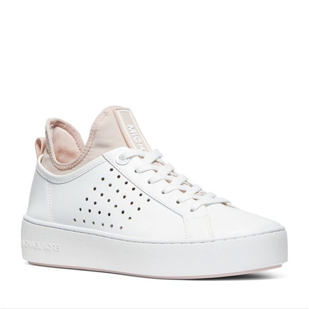 Michael Kors Platform Ace Sneaker in White & Blush Pink Rose Gold Size 7.5